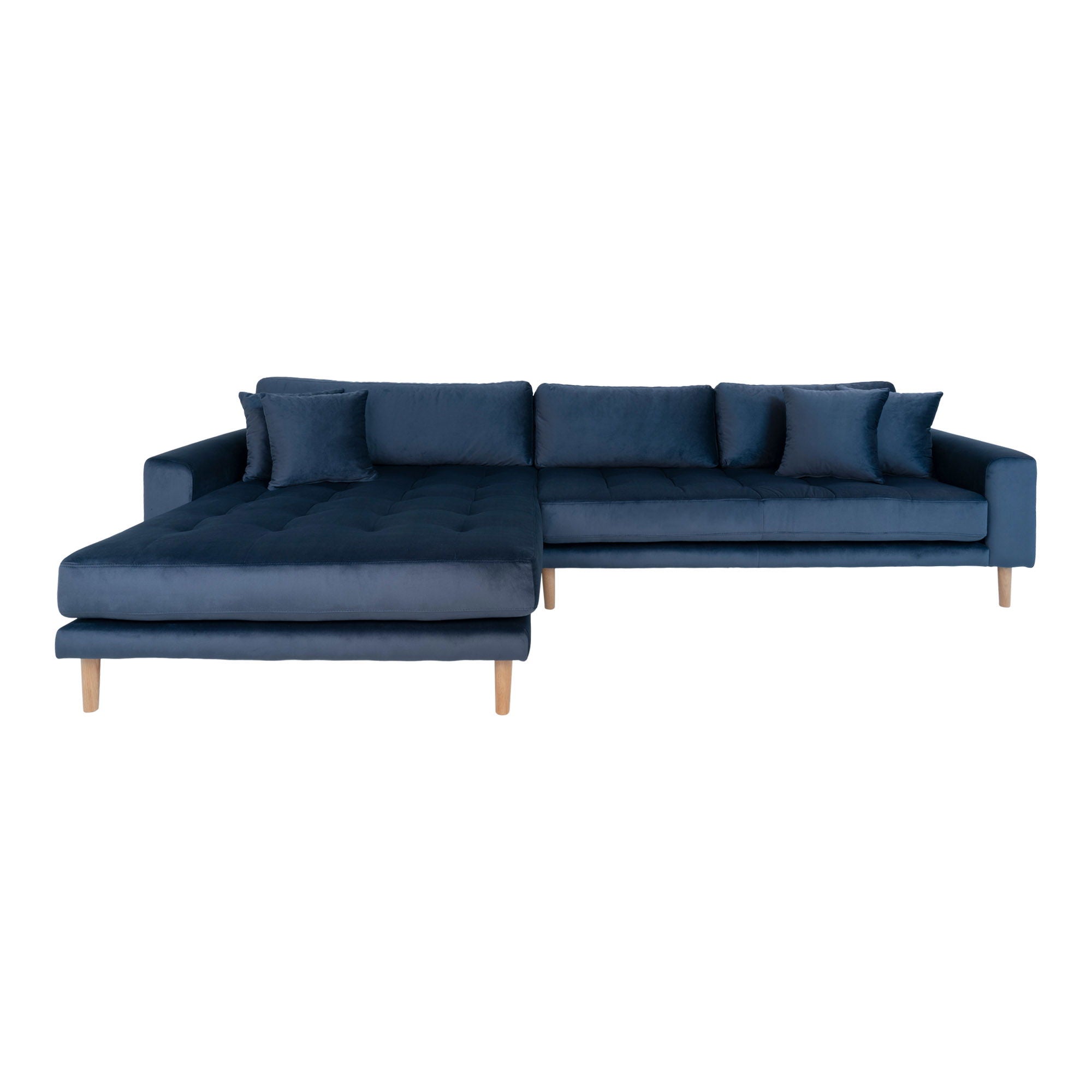 Lido – Loungesofa linksseitig, Samt, mit 4 Kissen, 290×170/92×76 cm